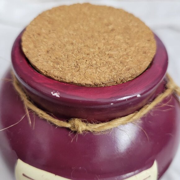 Girl's Night Out Fund Jar savings bank w/cork lid Plum w/hearts ceramic GUC - Picture 2 of 8